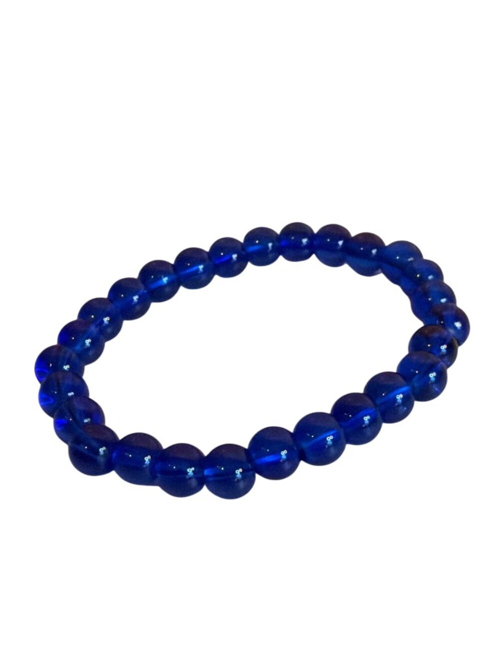Blue Beaded Elastic Stretch Bracelet Women Lightweight Glass Beads Jewelry